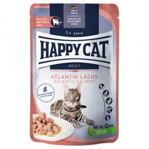 Korzystny pakiet Happy Cat Pouch Meat w sosie, 48 x 85 g - Łosoś atlantycki