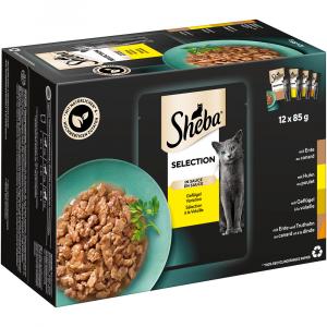 Pakiet mieszany Sheba Selection, 48 x 85 g - Wybór Drobiowy w sosie