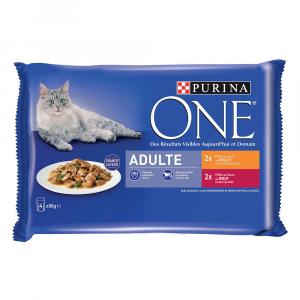 PURINA ONE Batch 8 x 85 g dla kotów - dorosły kot - kurczak, wołowina
