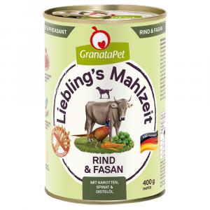 GranataPet Liebling's Mahlzeit, 6 x 400 g - Wołowina i bażant z ziemniakami, szpinakiem i olejem ostowym