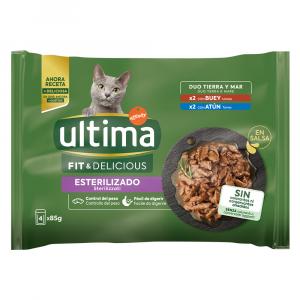 40 + 8 gratis! Ultima, karma mokra dla kota, 48 x 85 g - Cat Sterilized, wołowina i tuńczyk