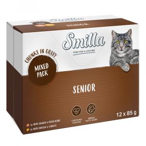 Smilla Senior kawałki w sosie z warzywami, saszetki - Pakiet mieszany, 12 x 85 g