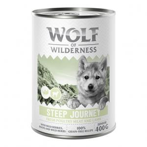 Wolf of Wilderness Junior “Expedition”, 6 x 400 g - Steep Journey - Drób z jagnięciną