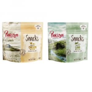 Pakiet próbny Purizon Snack, 2 x 100 g - Kurczak z rybą / jagnięcina z rybą