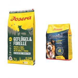 Josera: karma sucha dla psa, 12,5 kg + Knuspies, przysmak dla psa, 900 g gratis! - drób i pstrąg