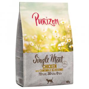 Purizon karmy suche dla kota w opakowaniach próbnych - Single Meat, kurczak z kwiatami rumianku, 400 g