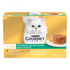 Megapakiet Gourmet Gold 96 x 85 g - Pakiet mieszany II (ragout - wołowina, kurczak, jagnięcina, indyk z warzywami)