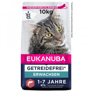 8 kg + 2 kg gratis! Eukanuba Grain free, karma sucha dla kota, 10 kg - Adult, z łososiem