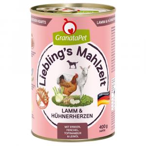 GranataPet Liebling's Mahlzeit, 6 x 400 g - Jagnięcina i serca kurze