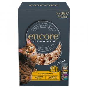 4 + 1 gratis! Encore, karma mokra, 5 x 50 g - Pakiet mieszany w galarecie, saszetki, Chicken Selection 2