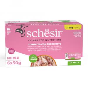 Schesir Complete Nutrition, filet w galarecie, 6 x 50 g - Tuńczyk z szynką