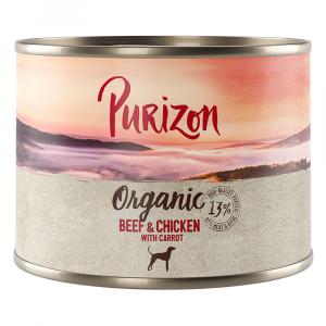 Purizon Organic, 6 x 200 g - Biowołowina i biokurczak z biomarchewką