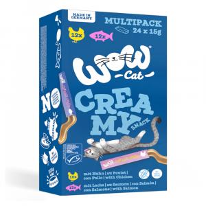 WOW Cat Creamy Snack, 24 x 15 g - Pakiet mieszany (2 smaki)
