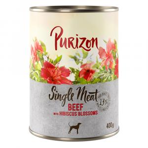 Purizon Single Meat, 12 x 400 g - Wołowina z kwiatami hibiskusa