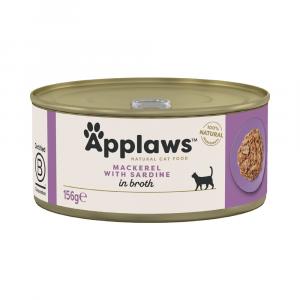 5 + 1 gratis! Applaws w bulionie, karma dla kota, 6 x 156 g - Makrela z sardynkami