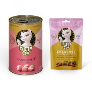 Kitty Cat: Adult Pate, karma mokra, 6 x 400 g + Praliné, kurczak i wątróbka, przysmak, 50 g gratis! - Królik