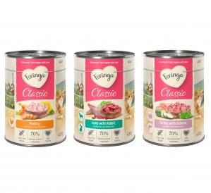 20 + 4 gratis! Feringa Classic Meat Menu, 24 x 400 g - Pakiet mieszany 4 (Drób, jagnięcina i królik, łosoś i indyk)
