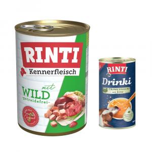 RINTI: 6 x 400 g karma mokra + Drinki, kaczka, 185 ml gratis! - Kennerfleisch, dziczyzna