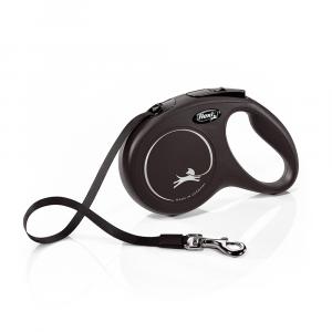 Flexi Classic smycz taśmowa dla psa, czarna, 5 m - Rozmiar M: do 25 kg