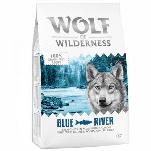 2 + 1 kg gratis! Wolf of Wilderness, 3 x 1 kg - Adult „Blue River”, łosoś