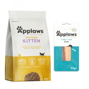 Applaws, karma sucha dla kota, 350/400 g + Applaws Cat Loin, polędwica z tuńczyka, 30 g gratis! - Kitten, 400 g