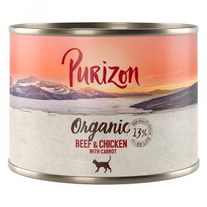 Korzystny pakiet Purizon Organic, 12 x 200 g - Biowołowina i biokurczak z biomarchewką