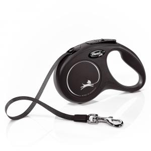 Flexi Classic smycz taśmowa dla psa, czarna, 5 m - Rozmiar S: do 15 kg
