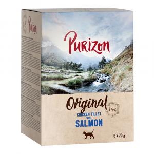 Megapakiet Purizon Adult, bez zbóż, 24 x 70 g - Filet z kurczaka i łosoś