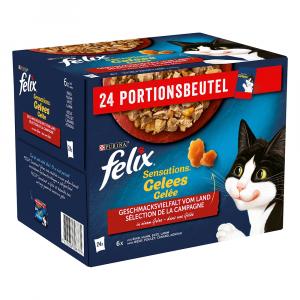 15% taniej! Felix, karma mokra dla kota, 20 / 24 / 80 x 85 g - Sensations w saszetkach, mięsna różnorodność w galarecie, 24 x 85 g