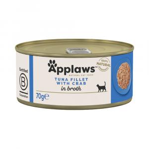 Applaws w bulionie, 12 x 70 g - Filet z tuńczyka z krabami