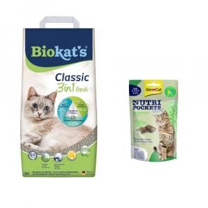 10 l / 14 l Żwirek dla kota Biokat's 3in1 + GimCat Nutri Pockets Insekty i kocimiętka, 60 g gratis! - Classic Fresh 3in1, 10 l