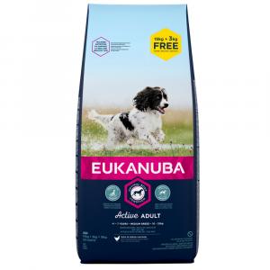 15 + 3 kg gratis! Eukanuba, sucha karma, 18 kg - Adult Medium Breed, kurczak