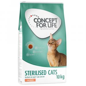 20% taniej! Concept for Life, karma sucha, 10 kg / 3 x 3 kg - Sterilised Cats, łosoś, 10 kg