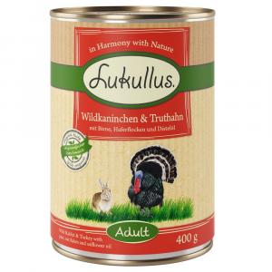 Lukullus Natural, 12 x 400 g - Dziki królik i indyk