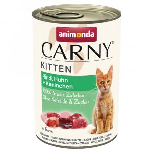 Megapakiet animonda Carny Kitten, 24 x 400 g - Wołowina, kurczak i królik