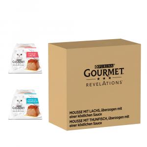 25% taniej! Gourmet Revelations Mus, karma mokra dla kota, 8 / 96 x 57 g - Łosoś i tuńczyk, 96 x 57 g