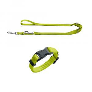 HUNTER regulowana smycz London, limonka - Zestaw: obroża London M Lime + smycz London Lime