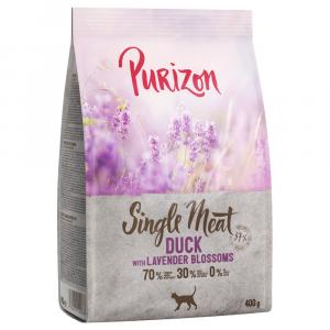 Purizon karmy suche dla kota w opakowaniach próbnych - Single Meat, kaczka z kwiatami lawendy, 400 g