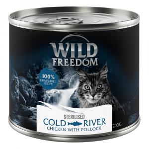 Wild Freedom Adult Sterilised, 6 x 200 g - bez zbóż - Cold River - czarniak i kurczak