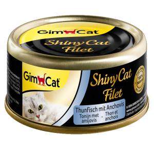 Megapakiet GimCat ShinyCat w bulionie, 24 x 70 g - Tuńczyk i anchois
