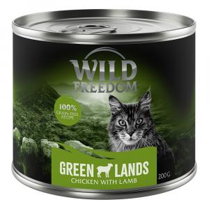 5 + 1 gratis! Wild Freedom, karma mokra, 6 x 200 g - Adult, Green Lands – Jagnięcina i kurczak