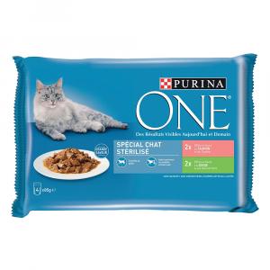 PURINA ONE, 24 x 85 g - Sterilcat - łosoś i indyk