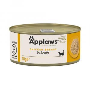 30% taniej! Applaws, karma mokra, 18 x 70 g - W bulionie, pierś z kurczaka