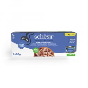 Schesir Complete Nutrition, filet w galarecie, 6 x 85 g - Tuńczyk z białorybem