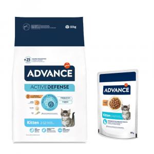 Advance: karma sucha, 10 kg / 15 kg + karma mokra, 12 x 85 g w super cenie! - Kitten, 10 kg + Kitten, kurczak