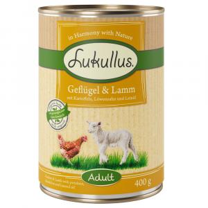 Lukullus Natural, 1 x 400 g - Drób i jagnięcina (bez zbóż)