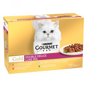 38 + 10 gratis! Gourmet Gold, mokra karma dla kota, 48 x 85 g - Duo Delice, w sosie, Luksusowy pakiet mieszany