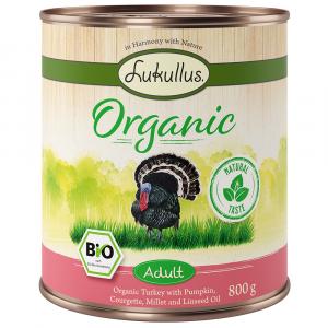 Lukullus Organic Adult, indyk z cukinią (bez glutenu) - 6 x 800 g