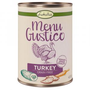 Korzystny pakiet Lukullus Menu Gustico, 24 x 400 g - Indyk z batatami, cukinią i marchwią
