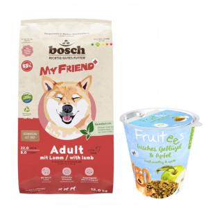 12 kg My Friend+ Dog, karma sucha + bosch Fruitees (półwilgotne), przysmak, 200 g gratis! - Adult, jagnięcina